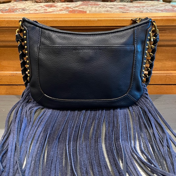 *SOLD* Aimee Kestenberg Take Me Out Fringe Crossbody Shoulder Bag - Deep Indigo - Picture 5 of 16